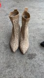 New Fine High Heel Pointed Toe Knitted Wool Short Boots