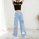 Personalized Printed Graffiti Relaxed Straight Jeans