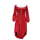 Plush Square Neck Party Dresses Mother And Daughter Dresses