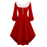 Plush Square Neck Party Dresses Mother And Daughter Dresses