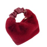 Mink Fur Pleated Handle Shoulder Crossbody Bag