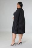 Fashion Casual Loose Solid Color Large Size Pleated Dress