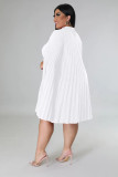 Fashion Casual Loose Solid Color Large Size Pleated Dress