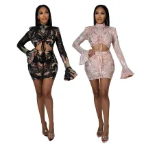 Sequin Lining Waist Hollow Sexy Nightclub Dress
