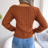 Sexy Cross V-neck Twist Long-sleeved Sweater