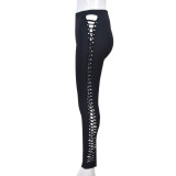 Autumn And Winter New Sexy Stretchy Hole Personality Casual Lace-up Pants
