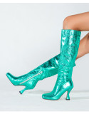 Fashion Square Toe But Knee High Heel Boots