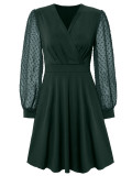 Autumn And Winter New Trend V-neck Solid Color Jacquard Dress