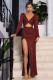 Sexy V-neck Sequin Long Sleeve Party Evening Dress