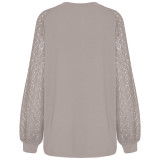 Trendy Casual Women's Long Sleeve Lace Button Top