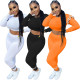 Printed Ruffle Casual Sports Two-piece Suit