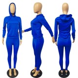 New Women's Solid Color Hooded Sports Casual Two-piece Suit