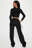 Knitted Hooded Cardigan Casual Loose Pants Fashion Sports Two-piece Suit