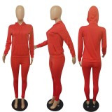 New Women's Solid Color Hooded Sports Casual Two-piece Suit