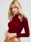 Autumn And Winter Half High Neck Solid Color Long Sleeve Knitted T-shirt