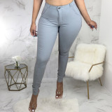 Sexy Personalized Washed And Slim Stretch Denim Small Leg Pants