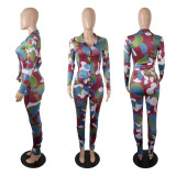 Fashion Camouflage Print Casual Two-piece Suit