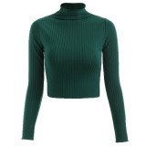 Autumn And Winter Half High Neck Solid Color Long Sleeve Knitted T-shirt