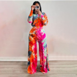 Printed Flared Pants Sexy Two-piece