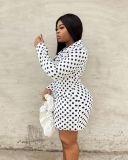 Fashion Large Size Black And White Spotted Dresses