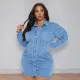 Fashion Tight Denim Long-sleeved Dress