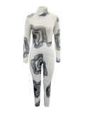 Fashion Mesh Psychedelic Water Ripples Clash Color Printing Suit