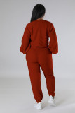 Fashion Casual Solid Color Fleece Two-piece Suit