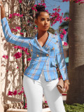 Fashionable Checkered Blazer With Pockets And Lining