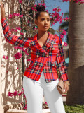 Fashionable Checkered Blazer With Pockets And Lining