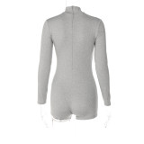 Solid Color Bottoming High-collar Long-sleeved Slim-fitting Sports And Fitness Jumpsuit