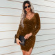 Sexy Package Hip Fashion V-neck Velvet Dress