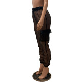Casual Personality Mesh Work Pants With Pockets On The Side