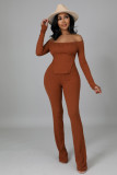 Autumn And Winter Sexy One Word Shoulder Two-piece Set