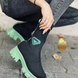 Candy Color High Elasticity Fly Weaving Breathable Mid-calf Boots