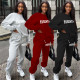 Fashion Casual Plus Velvet Letters Offset Printing Loose Sports Two-piece