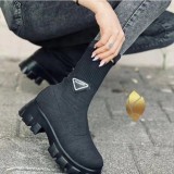Candy Color High Elasticity Fly Weaving Breathable Mid-calf Boots