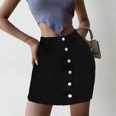 Women's Package Hip Slim Denim Black Short Skirt