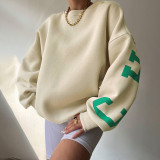 Letter Print Loose Tops Winter Casual Versatile Sweatshirt