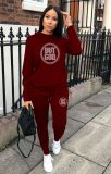 Fashion Round Neck Perm Drill Casual Sports Suit
