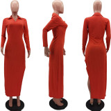 Fashion Solid Color Split Dress