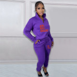 Autumn And Winter Printed Letters Padded Zipper Casual Sports Suit