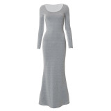 Casual Long-sleeved High-waisted Slim Dress