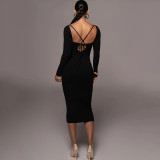 Fashion Sexy Hollow Out Tight Straps Backless Dress