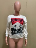Fashion Crew Neck Print Sweatshirt