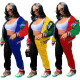 Fashion Print Splicing Sports Two-piece Suit