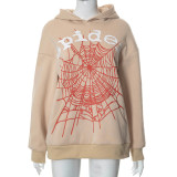 Autumn And Winter New Fashion Cobweb Print Hooded Long-sleeved Sweater