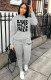 Fashion Round Neck Print Casual Sports Suit