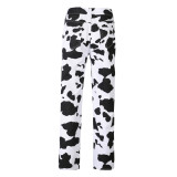 Fashion High Waist Casual Printed Loose Straight Jeans