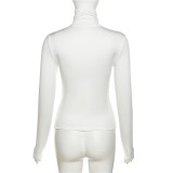 New High-collar Solid Color Slim Casual Bottoming Tops