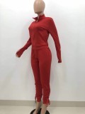 Fashion Solid Color Pants Drawstring Casual Two-piece Set
